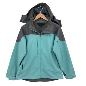 Tri-Mountain Snow Jacket M Womens Teal Gray Performance Hooded Thermal Lined